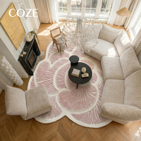 Tapis de luxe de style français rose de forme irrégulière pour canapés de salon, tables d'appoint de chambre à coucher