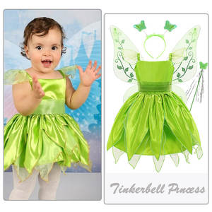 Venta caliente Niños Vestido de Hada Verde <span class=keywords><strong>Tinkerbell</strong></span> <span class=keywords><strong>Princesa</strong></span> Disfraces de Halloween para niñas - Product Image 3
