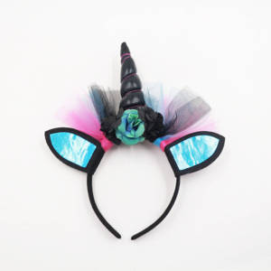 Conjunto de disfraz de unicornio para niños MS para cosplay de Halloween, tutú gótico multicolor y diadema - Product Image 4
