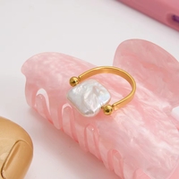 Quadratischer Süßwasserperlenring 18K Vergoldeter Edelstahl-Schmuck für Frauen Maßgefertigter Großhandel OEM-Lieferant Direktvertrieb ab Werk