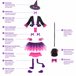 <span class=keywords><strong>Costume</strong></span> da <span class=keywords><strong>Strega</strong></span> Luminoso per Bambine in Poliestere, Set per Cosplay di Halloween, Vestito da Piccola <span class=keywords><strong>Strega</strong></span> Principessa - Product Image 3