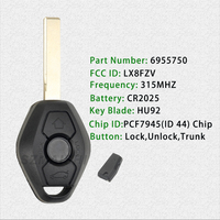 Clé principale à distance pour 1999-2009 BM-W/ 2 pistes EWS / LX8FZV (puce PCF7935 44) (AFTERMARKET) / 3BTS clés vierges à distance intelligentes pour voitures