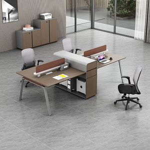 Chất lượng tốt 2.8m thiết kế hiện đại gió nhân viên bàn làm việc văn phòng bàn phân vùng 4 người bàn văn phòng - Product Image 2