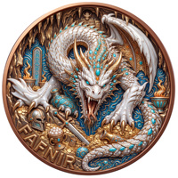 Pièce de monnaie en cuivre pur 999 de 5 oz, colorée, en relief, série animale mythologie nordique, édition collector 3D UV, pièce de monnaie en cuivre