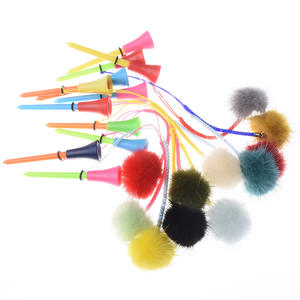 Tee de golf coréen de vente chaude porte-balle anti-perte de logo personnalisé avec ornements en fourrure de vison 83mm en plastique bois longueur 70mm - Product Image 4