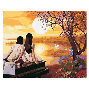 Het Olieverfschilderij Een Paar Zittende Jonge Mannen En Vrouwen Die Uitkijken Naar Decor Diy Wall Art Decoratief Schilderen Op Canvas - Product Image 1