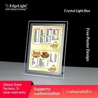 Boîte lumineuse LED rectangulaire en acrylique ultra-mince avec cadre en cristal, pour menu coulissant, comptoir, publicité murale éclairée pour produits laitiers