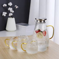 Marteau théière pichet pichet bouteille d'eau bouilloire en verre ensemble pichet en verre résistant aux hautes températures carafe à eau avec poignée de couleur