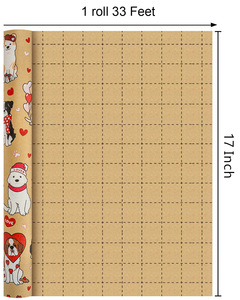 Papel de regalo romántico en forma de corazón para el Día de San Valentín, papel kraft con diseño de cachorro y corazón, papel de regalo personalizado - Product Image 6