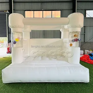 Cina Langko tiup jumper moonwalk 10x10 semua putih balon tiup bouncing rumah