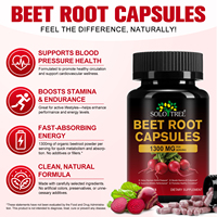 SOLOTREE Capsules de poudre d'extrait de racine de betterave à base de plantes biologiques 1300mg Capsule de betterave pour supplément de betterave de soutien à l'énergie et à l'endurance
