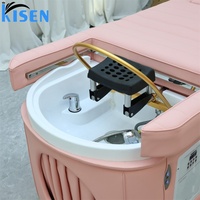 Tempat Cuci Rambut Salon Kisen Sistem Spa Kepala Jepang dengan Terapi Uap LED Hidro untuk Kaki, Sandaran Kepala Bentuk U Warna Kustom