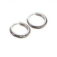 Anting Perak Sterling 925 EK615 untuk Wanita, Anting Cuff Keren dan Bergaya, Anting Hoop Minimalis Sederhana