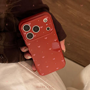 Funda Protectora para iPhone 17 Pro Max, Diseño Vintage Simple con Lazo Rojo Vino, Recortes Precisos, Cobertura Total, Antigolpes - Product Image 3