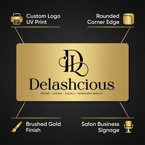 Papan Nama dan Tanda Aluminium Emas Disikat Khusus dengan Ukiran Relief untuk Salon Kecantikan dan Toko - Product Image 6