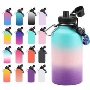 Grande bouteille d'eau isotherme en acier inoxydable de 2L (64oz/128oz) avec couvercles à bec verseur et poignée – Performance thermique 12-24h - Product Image 5