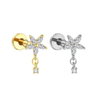 Boucles d'oreilles clous en titane avec zircons pour piercing, conformes ASTM F136 - Product Image 5