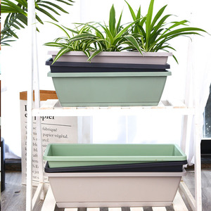 Long <b>Rectangular</b> <b>Flower</b> <b>Pot</b> Plastic Planting Box Indoor Balcony Vegetable Growing Container Minimalist Design Home Use - Product Image 1
