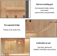 Villa pour chat de luxe moderne en bois massif et en verre, maison pour animaux de compagnie au design élégant, durable et pliable pour une utilisation dans le salon