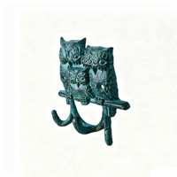 Porte-clés mural triple en fonte moderne, motif trois hiboux, fait main, décoratif, en métal, pour intérieur et extérieur, entrée de maison