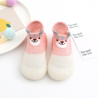 Chaussettes antidérapantes en coton tricoté pour bébés et enfants, respirantes, mignonnes, avec semelle en caoutchouc, personnalisables