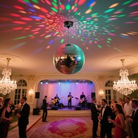 Grande boule disco en verre avec rotation à 6 tr/min, 18 lumières LED RGBW, style années 70/80, alimentation par adaptateur secteur pour fêtes, DJ, mariages, anniversaires