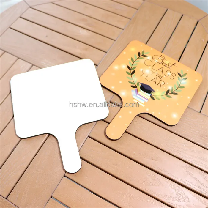 MDFSUB Unfinished Wood 2023 Sublimation Hand Paddle Church Fans Blank White For Memorial Gift Graduation Paddle Fans