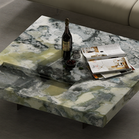 KINGS-WING Vert Onyx Canapé Table Basse Pantagonia Jade Plinthe Centre Table Nature Verde Marbre Table Basse pour Salon