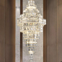 Lustre en cristal doré de luxe pour villa, grand luminaire suspendu moderne à LED blanc chaud pour salon et chambre à coucher
