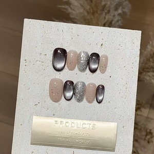 Color caramelo ojo <span class=keywords><strong>de</strong></span> gato estilo francés 10 Uds hermosas <span class=keywords><strong>Uñas</strong></span> <span class=keywords><strong>acrílicas</strong></span> hechas a mano venta al por mayor <span class=keywords><strong>uñas</strong></span> postizas diseñador prensa en las <span class=keywords><strong>uñas</strong></span> - Product Image 5