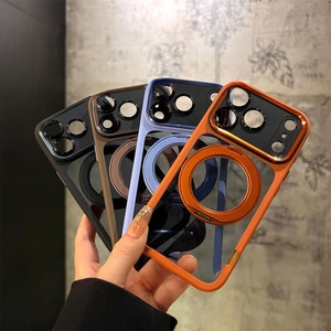 Wholesale Magnetic Clear <b>Phone</b> Case for iPhone 18 17 Pro Max With 360° Metal <b>Ring</b> Stand AI Touch Buttons Protective Back Cover - Product Image 2