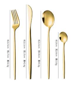 Ensemble Cuillère et Baguettes Classiques en Acier Inoxydable Plaqué Or, Cadeau de Mariage ou de Camping, Idéal pour la Cuisine - Product Image 3