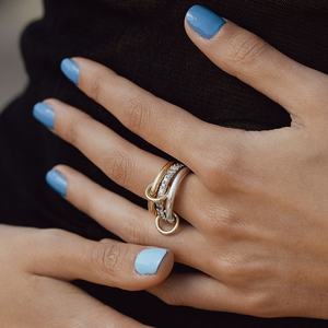 Anillo Triple Entrelazado de Plata de Ley S925 de Lujo SPJ, Anillos de Eternidad con Circonitas Incrustadas, Diseño de Nicho, Joyería al por Mayor - Product Image 4