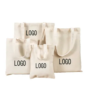批发定制印花标志廉价可重复使用购物袋纯白空白棉帆布手提袋定制