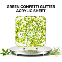 Feuille d'acrylique coulée vert citron 1/8 po avec paillettes confettis pour découpe laser CO2, ornements mignons, sous-verres, projets DIY et personnalisés