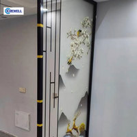 Paravents décoratifs fixes translucides en acier inoxydable plaqué or découpés au laser sur mesure pour la décoration intérieure