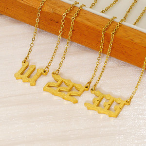สร้อยคอเลข 222 สแตนเลส 316L ชุบทอง 14k 18k PVD สำหรับผู้หญิง ขายส่ง - Product Image 1