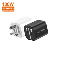 Adaptateur secteur Vina, prise US, 2 ports USB-C USB-A, 100W GaN, charge rapide, certifié PD 3.2, CE, pour les voyages d'affaires, configuration de bureau pour OnePlus