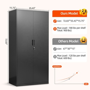 Kim loại nhà để xe lưu trữ nội các kim loại hiện đại nội các tập tin văn phòng đen thép 2 cửa Tủ hồ sơ để lưu trữ - Product Image 2