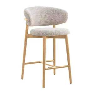 Chaise <span class=keywords><strong>de</strong></span> <span class=keywords><strong>bar</strong></span> <span class=keywords><strong>scandinave</strong></span> contemporaine en <span class=keywords><strong>bois</strong></span> massif avec <span class=keywords><strong>tabouret</strong></span> <span class=keywords><strong>de</strong></span> <span class=keywords><strong>bar</strong></span> moderne en tissu luxueux pour salon familial, hôtel, café - Product Image 3