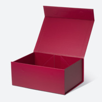 Boîte cadeau en carton rigide rouge bordeaux à rabat magnétique pliable de taille A5 en gros