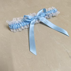 Jarretière de mariée en satin bleu-<span class=keywords><strong>gris</strong></span> pas chère avec nœud décoratif, ceinture de jambe, accessoire cadeau pour demoiselles d'honneur et invitées, fournitures de mariage - Product Image 1