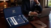 Coffret Cadeau d'Entreprise Personnalisé : Tasse Isotherme et Carnet en Cuir de Luxe, Organiseur Exécutif, Boîte Cadeau Promotionnelle pour Entreprises