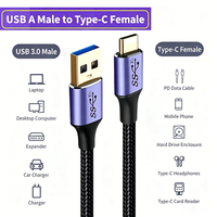 Cable USB-C a USB-A 3.2 de 10 Gbps, Fabricación de Fábrica, Cable USB3.2 Tipo C Hembra a Macho para Computadora, PC, Cargador de Pared