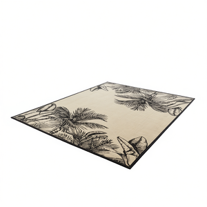 Tapis en polypropylène durable et léger à motif floral, fabriqué à la machine, pour intérieur/extérieur, patio, balcon, salon, résistant aux taches - Product Image 1