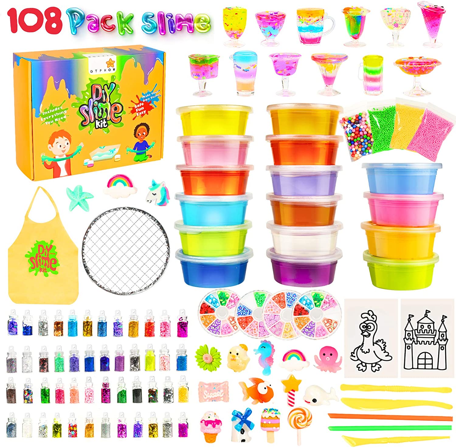 Amazon Hot Sell Slime Kit 108Pcs DIY Slime Making Kit Set for Girls Boys