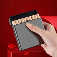 20pcs paquets de cigarettes ultra-minces en métal étui de compression à clapet portable résistant à l'humidité pour hommes