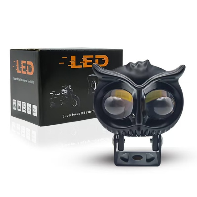 OWL Design Mini LED Fog/Driving Headlights Auxiliary Motorcycle Spotlights with Exterior Accessories