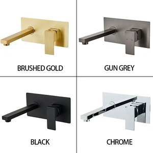 Rubinetto Quadrato a Incasso Nero, Miscelatore Monocomando per Lavabo da Bagno Oro Spazzolato, Rubinetto Cromato, Rubinetto in Metallo Canna di Fucile - Product Image 2