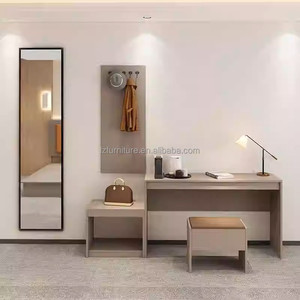 Commercial 3 Star Hotel Bedroom Furniture Set Complete King Size Bed with Upholstered Headboard Nightstand TV Stand <b>Wardrobe</b> - Product Image 4